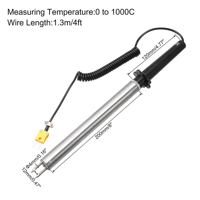 [Australia - AusPower] - MECCANIXITY Surface Thermocouple Probe K Type Yellow Coiled Wire 0 to 1000C for Metal Surface Temperature Measurement 