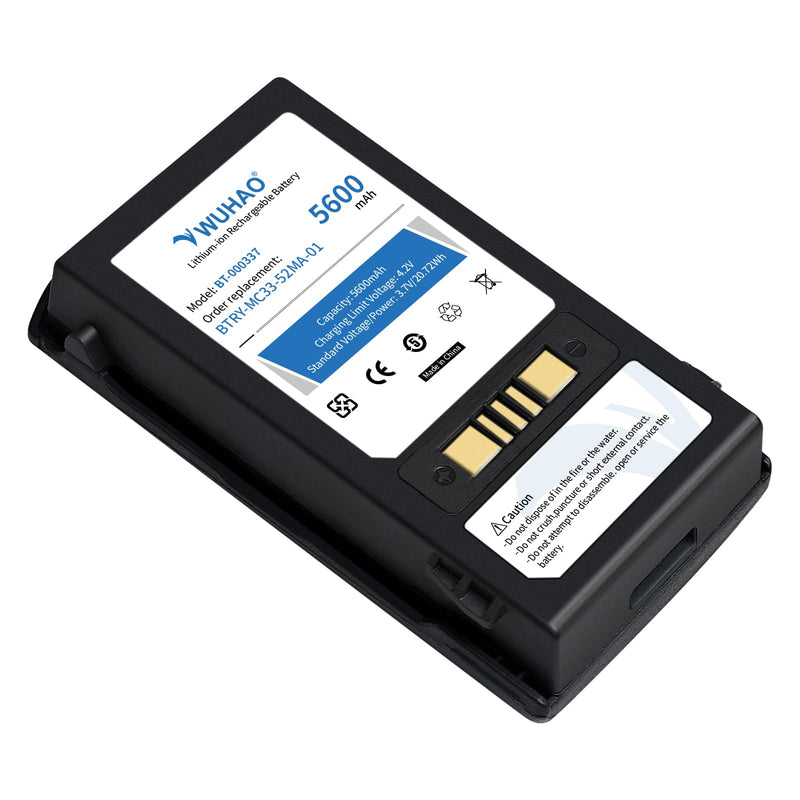 WUHAO MC3300 Battery BT-000338 BT-000337 Upgraded 5600mAh for Zebra MC3300 MC330K MC330M Handheld Barcode Scanner BTRY-MC33-52MA-01 BT-000337-01 BT-000338-01 Replacement Battery
