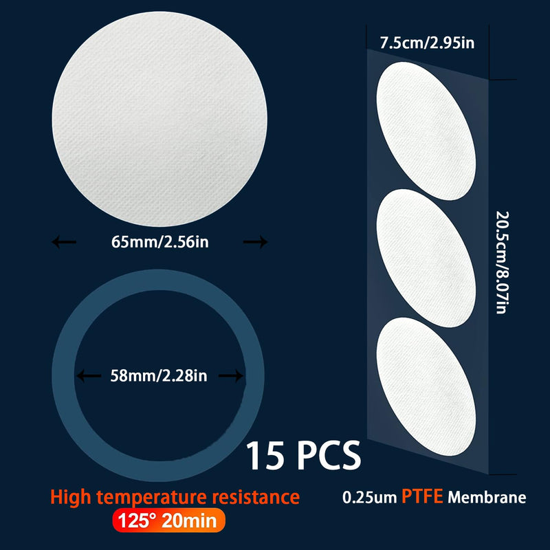 [Australia - AusPower] - Mushroom Growing Supplies 0.25 ?m - 15Pcs 65mm Filter Filter Disc Mushroom Applied Under Wide Mouth Jar Lid for Mushroom Cultivation 