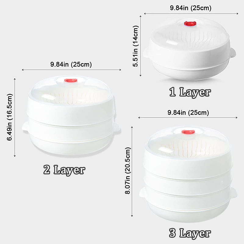Microwave Vegetable Steamer, Microwave Steamer for Vegetables, Microwave Heating Bowl, Micro Cookware for Cooking (3 - Layer) 3 - Layer