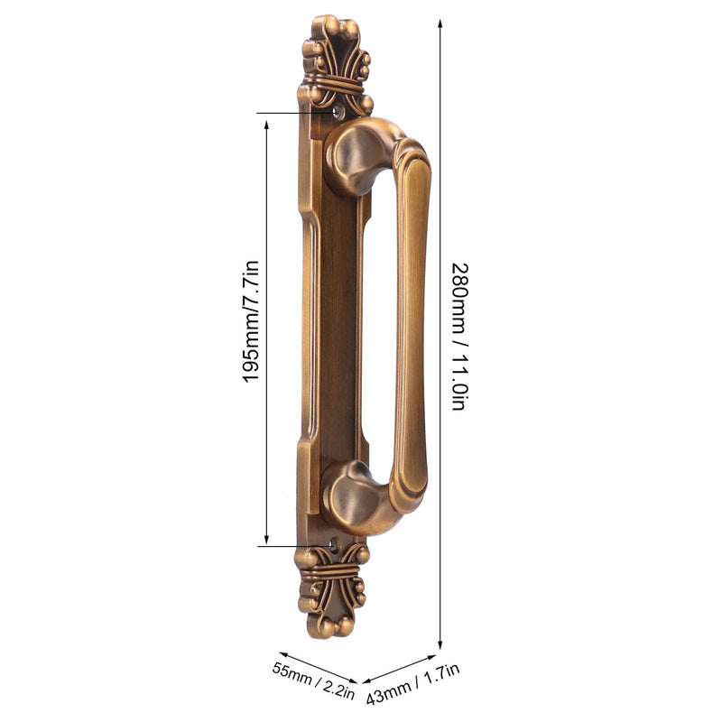 Fdit Zinc Alloy Cabinet Handle, Antique Surface Mount Door Pull 280mm with 195mm Hole Distance European Style Furniture Hardware for Wardrobe Drawer Closet