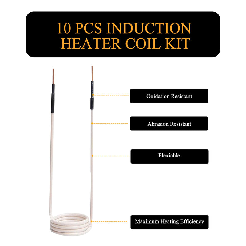 [Australia - AusPower] - Induction Heater Coil Kit, for Magnetic Induction Heater, 10 PCS Induction Coil Kit, 8 Pre-formed Coils & 2 Flexible Free-form Coils, for Removing Rusty Bolts and Nuts 