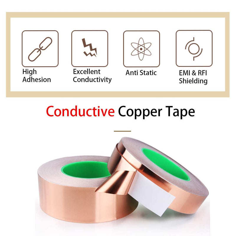 [Australia - AusPower] - APT, Copper Foil Tape with Conductive Acrylic Adhesive, 2.6 Mil Total Thickness, for Guitar and EMI Shielding, Arts and Crafts, Electrical Repairs, Mulit-Size (1'' x 26Ft(8M)) 1'' x 26Ft(8M) 