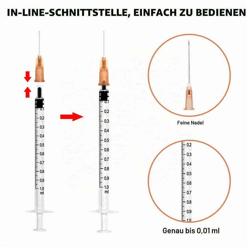 100 Pieces Syringe 1 ml, Vegena 1 ml Syringe Set Plastic Tube Syringes Disposable Syringes Small Dosing Syringe Liquid Syringe Independent Seal Packaging Disposable Syringes