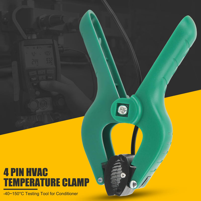[Australia - AusPower] - EVTSCAN Type K HVAC Temperature Pipe Clamp, Up to 25mm Clamp Jaw Opening, -40°C to 150°C, 1.5 Meter Cable with 4-Pin Connector, for Digital Multimeters, Clamp Meters, and Thermometers 