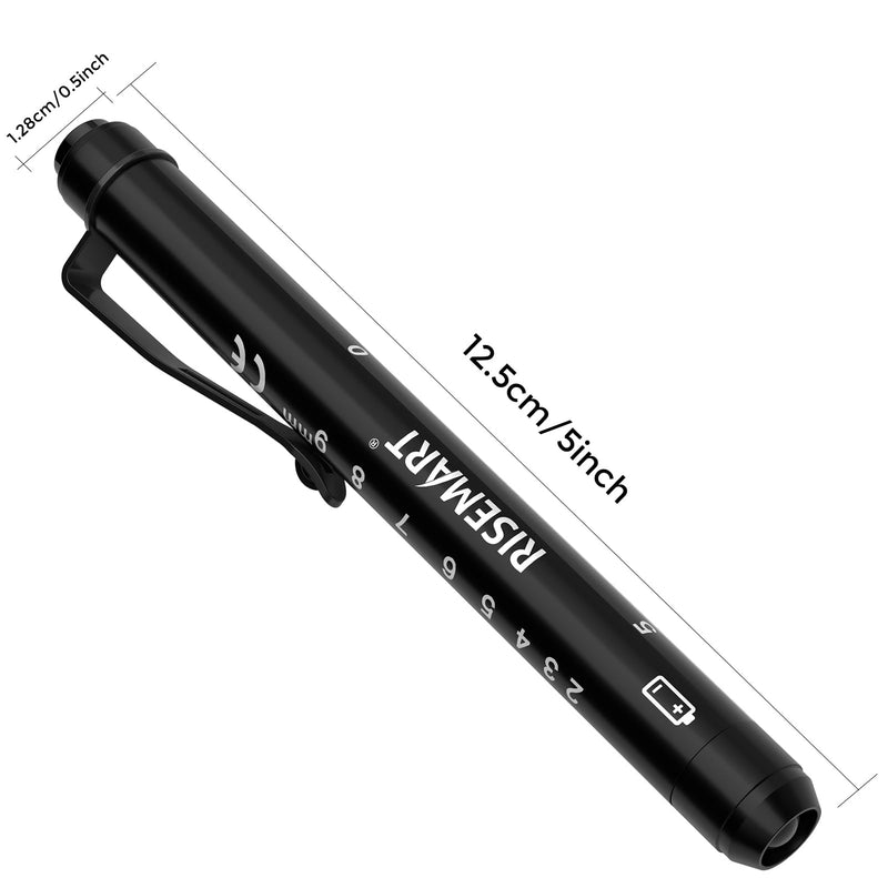 RISEMART Diagnostic Light, Pupil Light, 2 Pieces, Reusable LED Pen Lamp with Pocket Clip for Nurses, Doctors, Students, Pen Light, Dark Blue and Black