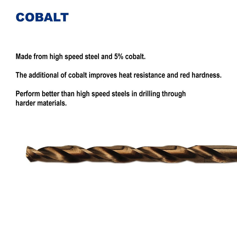[Australia - AusPower] - 1/8-Inch Cobalt Steel M35 Jobber Length Twist Drill Bits for Hard Metal, Stainless Steel, Pack of 12 1/8 in 