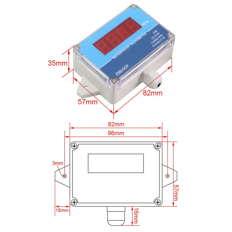 DC 8V-24V Motor Tachometer, Automated Industrial Accessories for Motor Equipment, 10-9999 Measuring Range, Digital Tachometer, LED Display, Speedometer, Motor Tachometer | 10-9999 rpm, Hall sensor, IP68 waterproof, red LED, ships, wind power, engineering