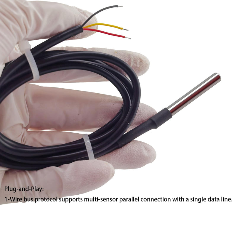 [Australia - AusPower] - 4Pcs DS18B20 Temperature Sensor 1 M, Waterproof Digital DS18B20 Sensors, DS18B20 Temperature Probe, Stainless Steel Probe Compatible for Arduino/Raspberry Pi/ESP32, ESP8266, 4Pcs DS18B20 Temperature Sensor 1 M 