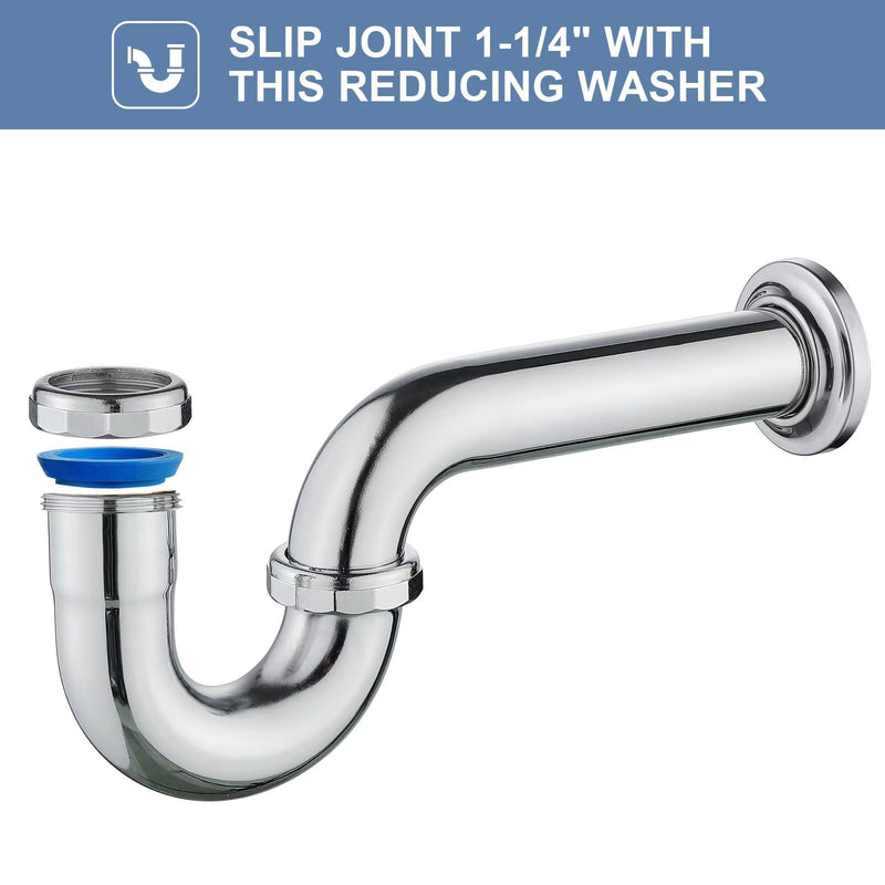 [Australia - AusPower] - ZM Brass P-trap Pipe Basin Sink Waste Kit with Reducing Washer 1-1/2'' 22GA 1-1/2 Inch. 22GA 