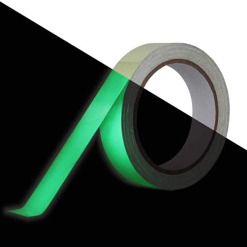 LLPT Glow in The Dark Tape 1” x 33 Ft Self Adhesive Neon Luminous Tape Rechargeable Brightness Fluorescent Sticker Tape for Sport Gears Night Part DIY Craft Color Green (GD133G) 1" x 33 Feet