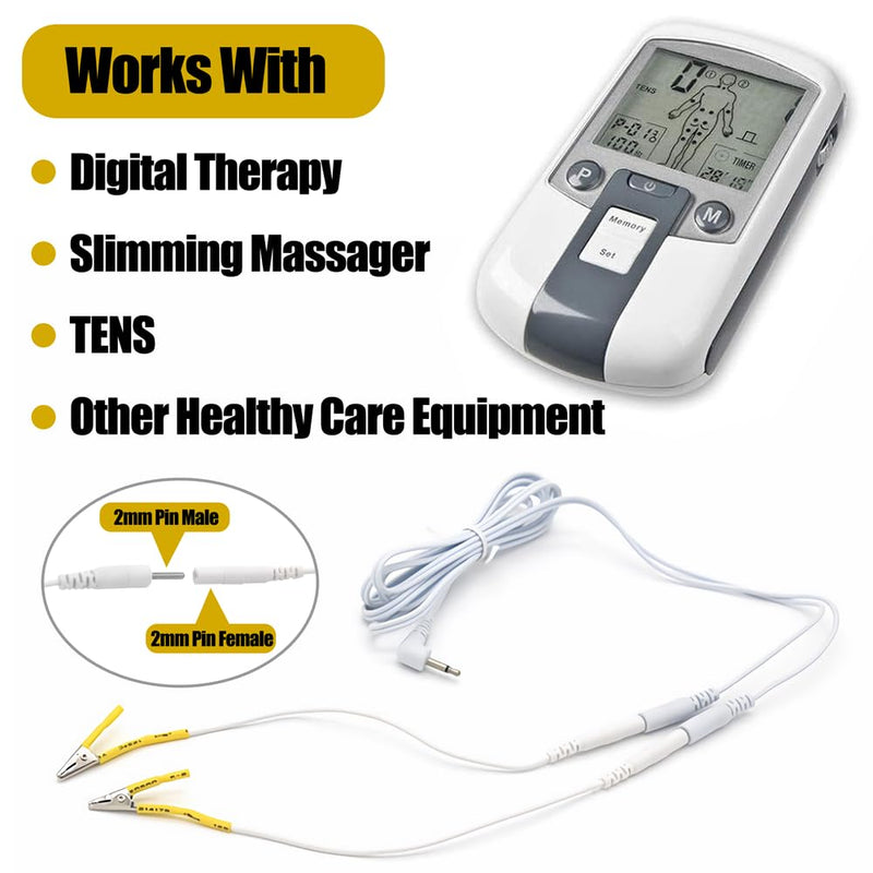 [Australia - AusPower] - Electrode Wire for Dry Needling Needles - BesCable 20pcs TENS Leading Wires with Alligator Clips for TENS Unit Physiotherapy Machine - 2.0mm Pin Female to Alligator Clip Cable 