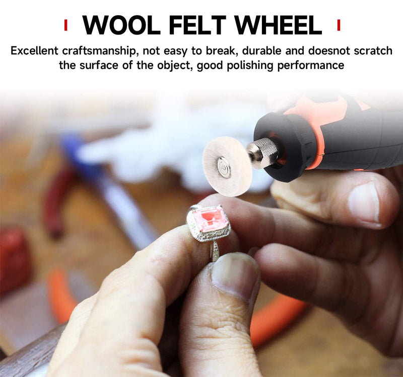 [Australia - AusPower] - Shineboc 50 Pieces Wool Felt Polishing Discs, Wool Felt Mounted Mandrel Polishing Set with 1/8 Inch Shaft Polishing Accessories for Dremel Rotary Tool Jewellery Metal Glass 