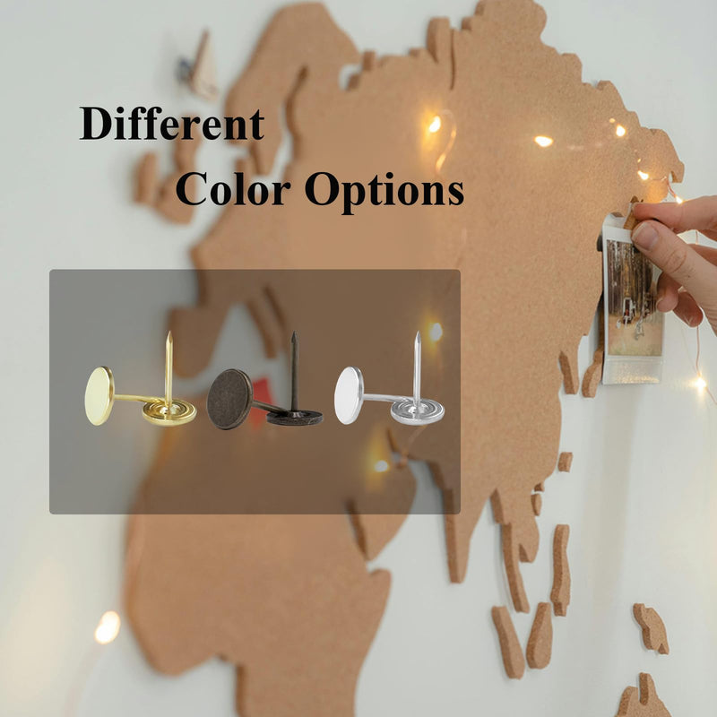 [Australia - AusPower] - 100pcs Upholstery Thumb Tacks for Wall, 7/16 Inch Heavy Duty Flat Head Push Pins, Decorative Long Wall Tacks Nails for Office Home Furniture Decor Fabric Wooden Photo, Bronze 