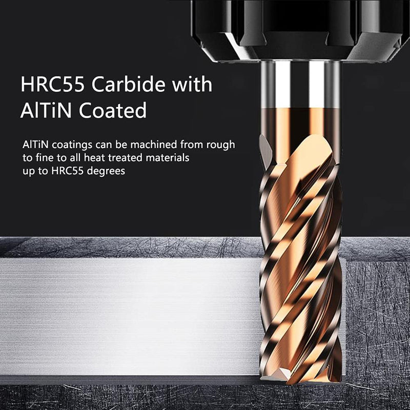 [Australia - AusPower] - ASNOMY 1pc Carbide Square End Mill - 5/16" (8mm) Micro Grain Carbide End Mill for Alloy Steels/Hardened Steels - 4 Fultes Milling Cutter- HRC55 AlTiN Coated 5/16" (8mm) 1 