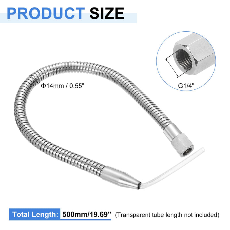 [Australia - AusPower] - uxcell Mist Coolant Lubrication Spray System, 500mm G1/4" Thread Metal Flexible Water Oil Cooling Tube with Round Head Nozzle for Cooling Machine CNC Lathe Milling Drill 500mm G1/4" 