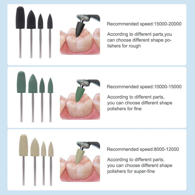 [Australia - AusPower] - Silicone Composite Polishing Kit, 12Pcs Resin Base Hidden Denture Polishing Burs Kit 2.35mm (1) 1 