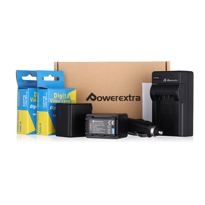 [Australia - AusPower] - Powerextra 2 Pack Replacement Batteries and Charger for Panasonic VW-VBT380 and Panasonic HC-V250, HC-V380, HC-V510, HC-V520, HC-V710, HC-V720, HC-V750, HC-V770, HC-VX870, HC-VX981K, HC-WXF991K 