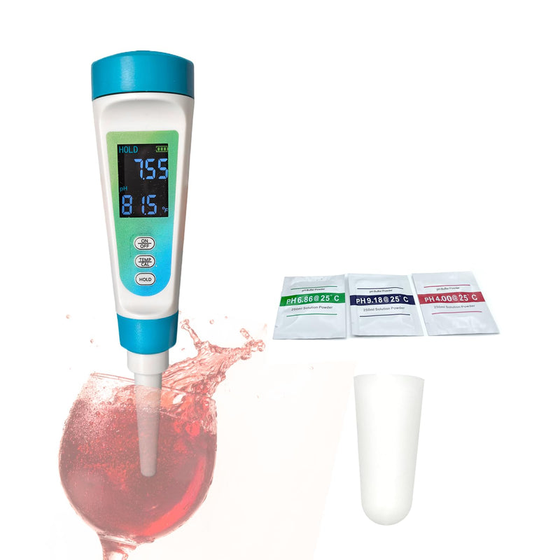 [Australia - AusPower] - pH Meter for Home & Kitchen – Test Semi-Solid Foods, Wine, Water with Automatic Temperature Adjustment (ATC) 