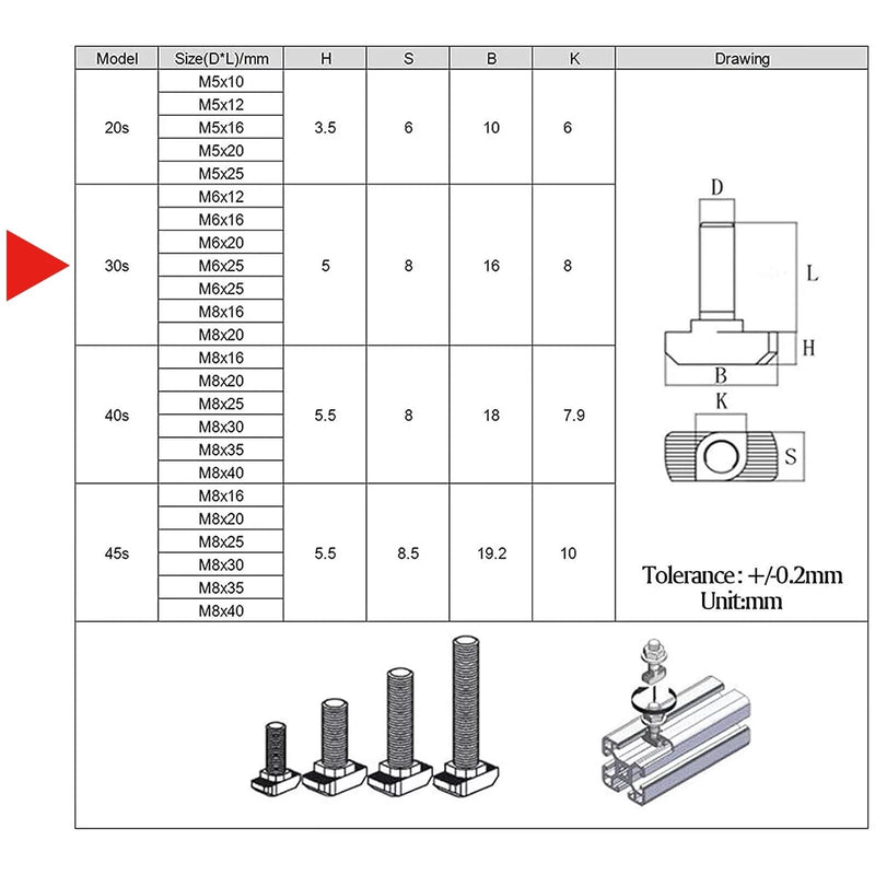 [Australia - AusPower] - M8 x 25mm Metric Thread T Slot,Drop-in Stud Sliding T-Bolt,Hammer Head Bolt,T Screw Stud for 3030 Series Standard 8mm T-Slot Aluminum Extrusion Profile,Carbon Steel Nickel Plated (30-Series,30 Pcs) 30-M8x25mm?30 Pcs? 