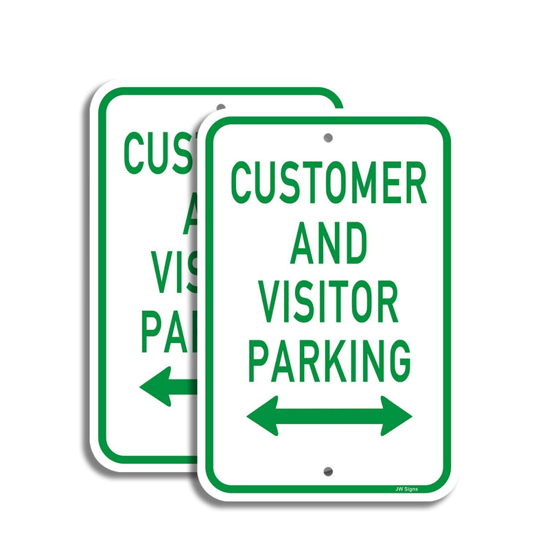 Customer and Visitor Parking Sign (2 Pack) 18" x 12" Rust Free 0.40 Aluminum Warning Sign UV Coating Weather Resistant for Parking Lots/Private Driveways/Businesses