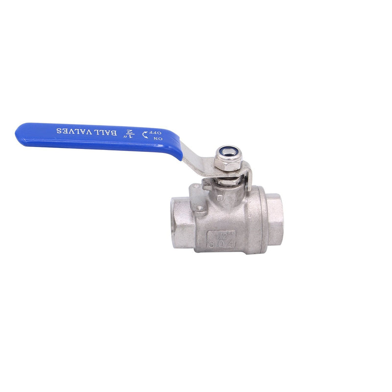 [Australia - AusPower] - DERNORD Ball Valve Stainless Steel 304 1/2" NPT Heavy Duty for Water, Oil, and Gas with Blue Locking Handles (Pack of 2) 1/2 Inch 