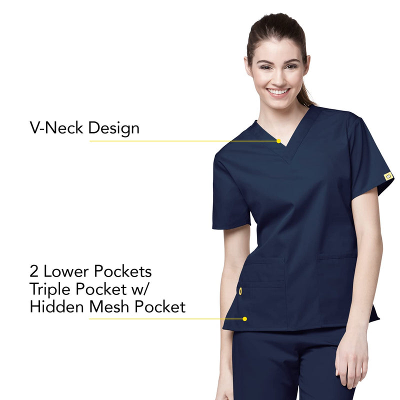 [Australia - AusPower] - WonderWink Women's Origins Bravo Scrub Top Medium Origins Bravo V-neck Top Navy 