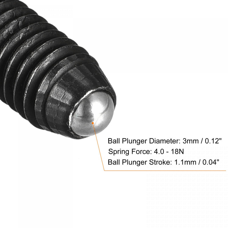 [Australia - AusPower] - uxcell Ball Point Set Screws, 5pcs M5 x 20mm High Carbon Steel Metric Spring Hex Socket Grub Screw 