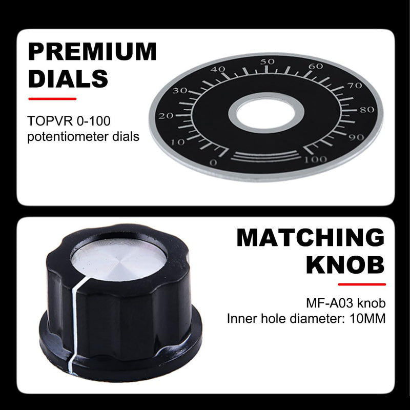 [Australia - AusPower] - DAOKAI RV24YN20S B103 10K ohm Potentiometer Single Turn Carbon Film Rotary Potentiometer - 2 Pack with Knobs, Accurate Measurement, for Speed Control of the Inverter 