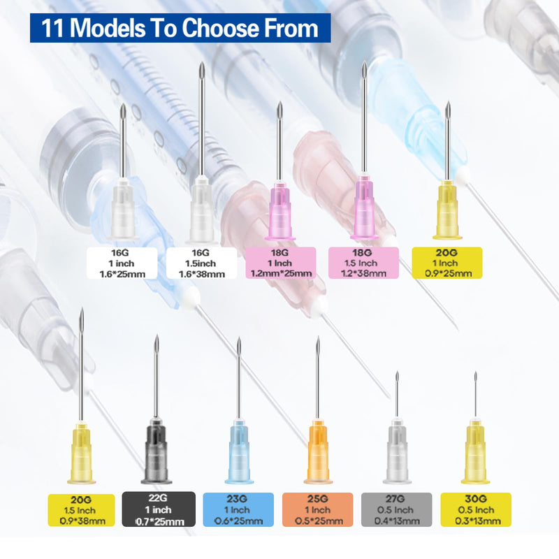 [Australia - AusPower] - 100Pcs 18Ga 1 Inch Needle Luer Lock Industrial Accessories, Individual Package Lab Tools for Measuring, Refilling Inks, Plant and Industry 18G 1 inch (25MM) 