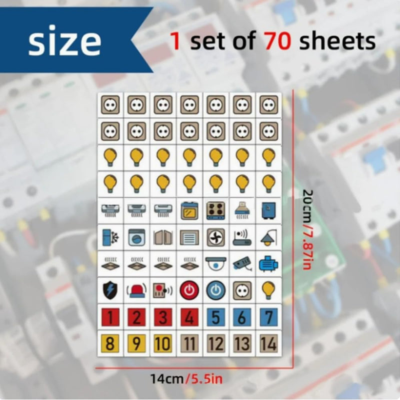 5-Pack (350pcs) Circuit Breaker Index Label Sticker Set – Switch Label Stickers with Practical Patterns for Easy Identification in Electrical Boxes, Ideal for Home and Office Use