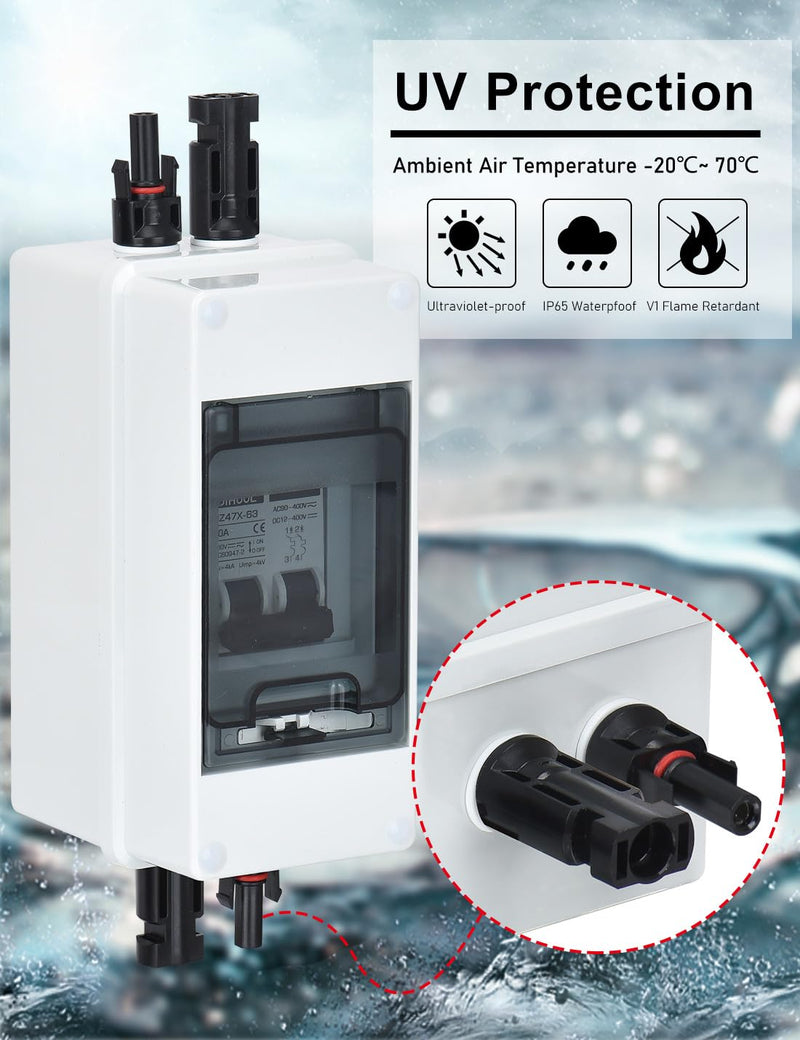 DIHOOL 20 Amp dc Circuit Breaker with Electrical pv Disconnect Box for Solar Panels, Solar Disconnect Switch Outdoor 20 Amp - Uv Proof