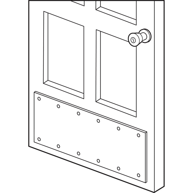 Prime-Line J 4620 10 x 34 In., Aluminum, Door Kick, Satin Finish (Single Pack) | 10 x 34 in, Single Pack satin aluminum