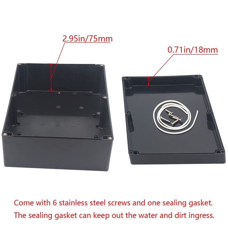 Junction Box IP65 Waterproof ABS Plastic Electrical Project Case Power Junction Boxes, Project Box with 4 PCS M16 Cable Glands 11.42x8.27x3.94 inch (290 x 210 x100 mm) 11.42“x8.27”x3.94“ Black