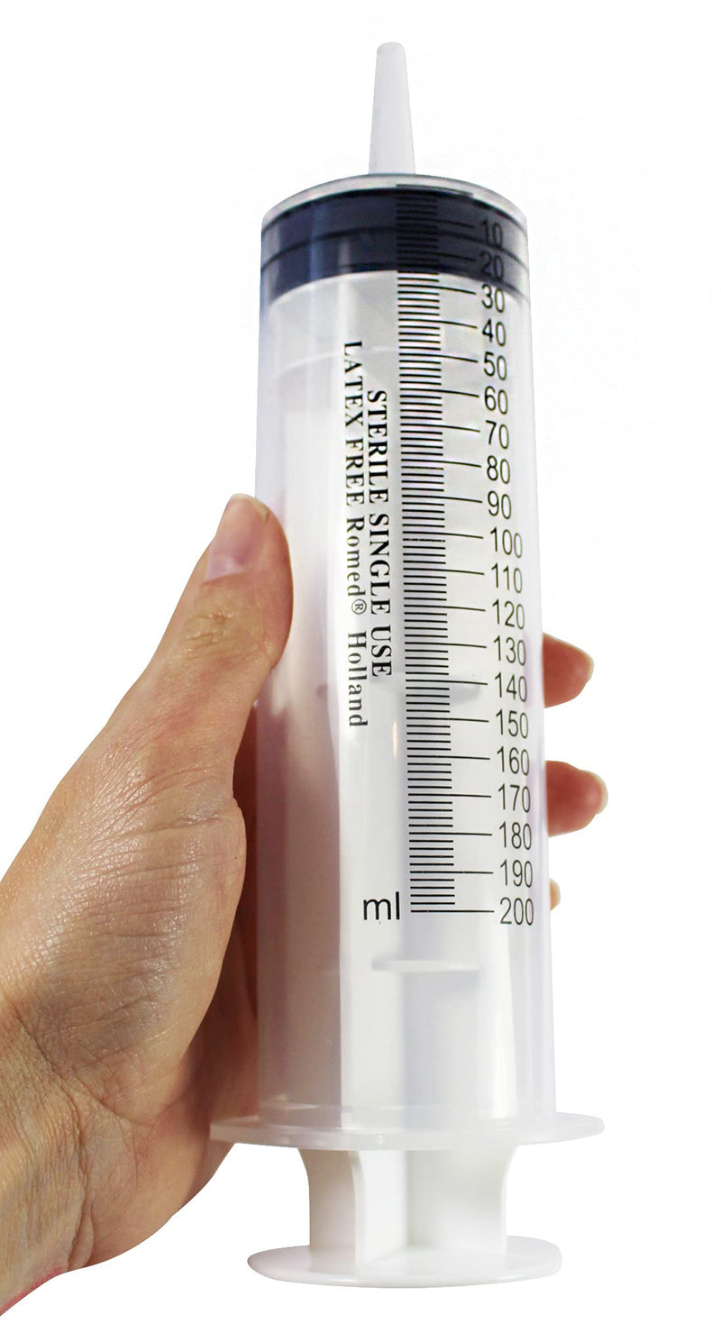 Romed Bladder Syringe Wound Syringe 3-Piece with Luer Attachment 200 ml (Pack of 1)