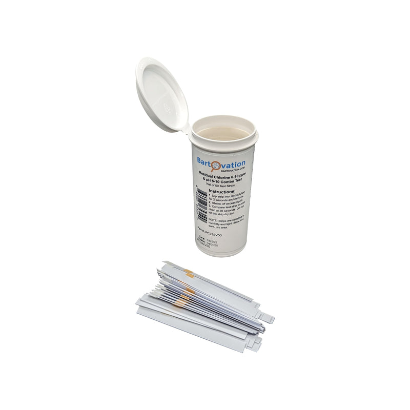 [Australia - AusPower] - Residual Chlorine 0-10 ppm & pH 5-10 Combo Multi Pad Test [Vial of 50 Strips] 