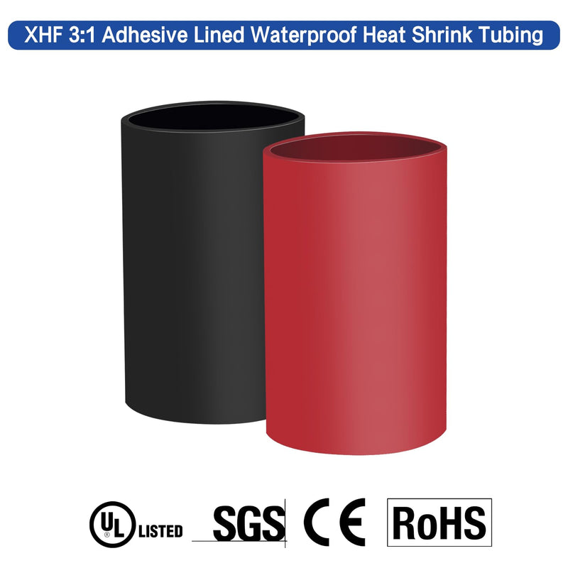 [Australia - AusPower] - XHF 10PCS 1/0 AWG-5/16" Heavy Duty Battery Lugs with 3:1 Heat Shrink Tubing, Ring Terminals Battery Cable Ends Copper Eyelets Electrical Battery Connectors 1/0AWG-5/16"(M8)Ring 10 