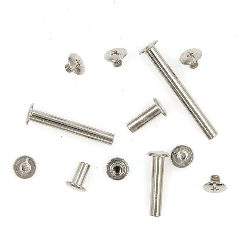 [Australia - AusPower] - Alloypro 120 Pcs (60 Pair) M5 x 6/10/15/25/35/45 Silvery Phillips Chicago Screws Binding Screw Posts,Scrapbook Photo Albums Binding Screws Assorted Kit 6 Sizes for Leather Saddles Purses Belt Repair Silvery M5x6/10/15/25/35/45 