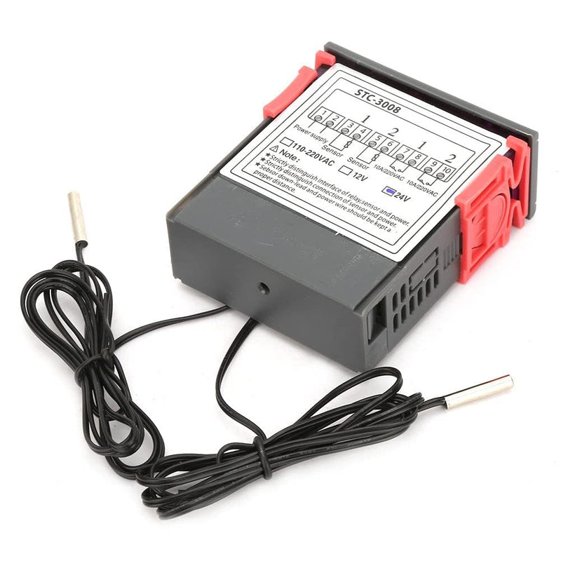 Digital Temperature Controller -3008 Thermostat Heating Cooling with Two Probes for Fridge Greenhouse Aquarium (24 V) 24v