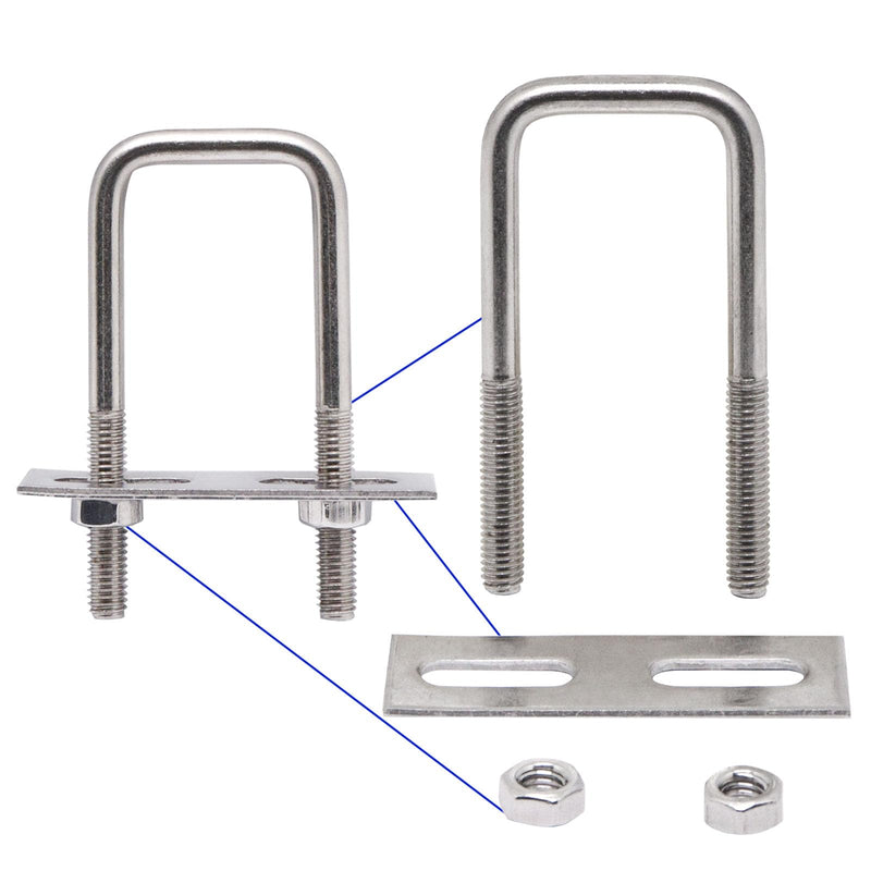 [Australia - AusPower] - U Bolts 1 Inch Wide, 70mm Length M6 Stainless Steel Square Tube Clamps with Nut and Plate (6 Set) 6 (M6) 25mmx70mm 