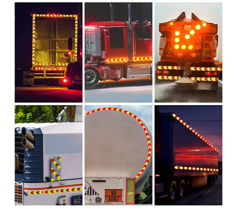 Reflective Tape, Waterproof Self Adhesive Dot Reflective Tape Outdoor Safety Caution Reflector for Trailers, Bikes, Cars（Red Yellow, 4 Inch x 32.8 Feet） Red/Yellow