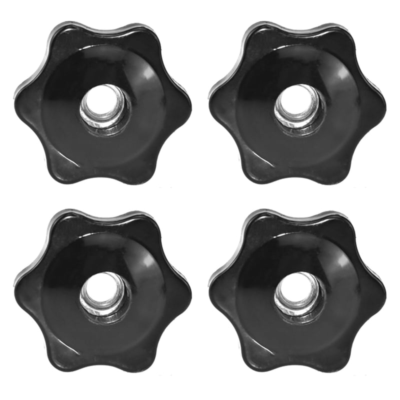 [Australia - AusPower] - 4 Pcs 1/4"-20 Inch Knob Black Nylon Screw-On Type Thru Threaded Knob Nuts 6-Star Shape Hand Tighten Clamping Knobs 1/4" - 20 