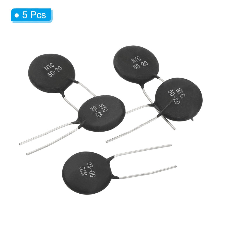 PATIKIL 5Stk NTC Thermistors resistors 5 Ω NTC5D-20 Black | High sensitivity current limiter temperature sensor, for measuring temperature