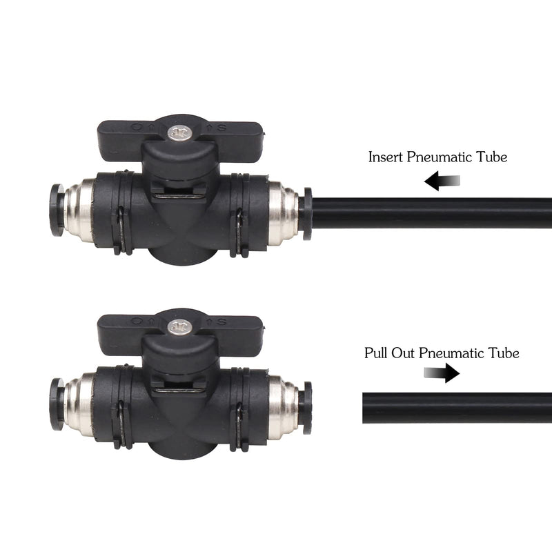 [Australia - AusPower] - 1/4 Push Connect Valve Pneumatic Ball Valve 1/4 inch Tube Quick Connect Valve Straight Union Air Flow Control Valve Tube Fittings air compressor valve 3Pack 1/4" OD 3 