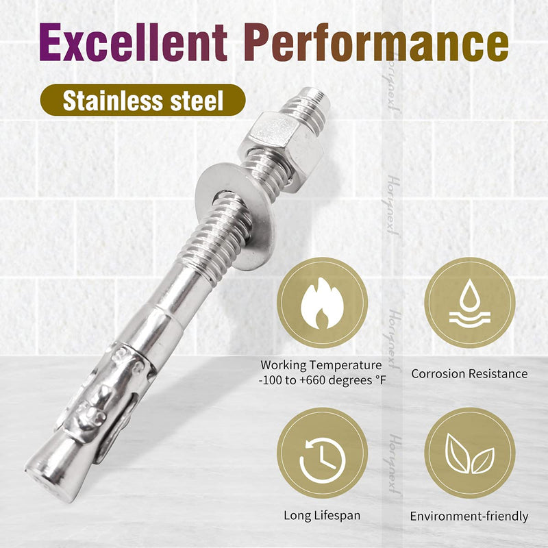 [Australia - AusPower] - 3/8"x 3-1/2" inch Stainless Steel Standard Strong Wedge Anchor, Fasteners for Concrete (4 pcs) 3/8" x 3-1/2" 