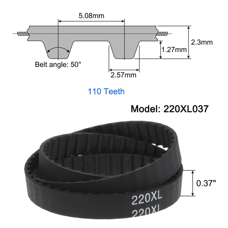 [Australia - AusPower] - uxcell 220XL 037 Timing Belt 110 Teeth Rubber Geared Cogged Belt, 0.37" Width, 0.20" Pitch Industrial Drive Belt 220XL037 
