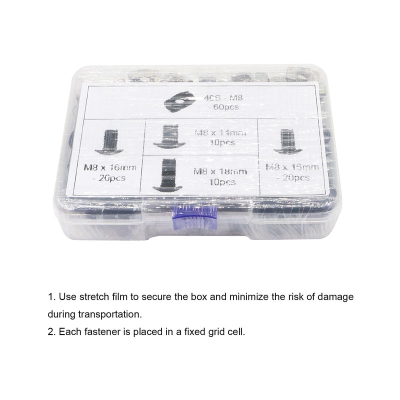 [Australia - AusPower] - 120Pcs 4040 Aluminum Extrusion Hardware Black Kit - M8 T Slot Nuts & Bolts 10Pcs M8x14, 40 M8x16, 10 M8x18, 60Pcs 40 Series M8 Drop-in T Nuts, Compatible with 4040 4080 Extrusion Accessories 