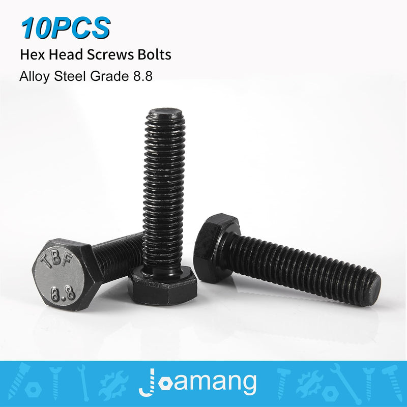 [Australia - AusPower] - M8 x 55mm 10Pcs Hex Bolts, Hexagon Head Screw, 8.8 Grade Alloy Steel, Black Oxide Finish, Metric Full Machine Thread M8 x 55 mm(10PCS) 