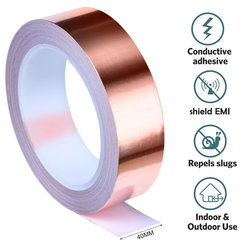[Australia - AusPower] - Copper Foil Tape 1.6" x 65ft with Conductive Adhesive for Guitar, EMI Shielding, Crafts, Stained Glass, Solder Paper Circuit, Electrical Repairs and Grounding 