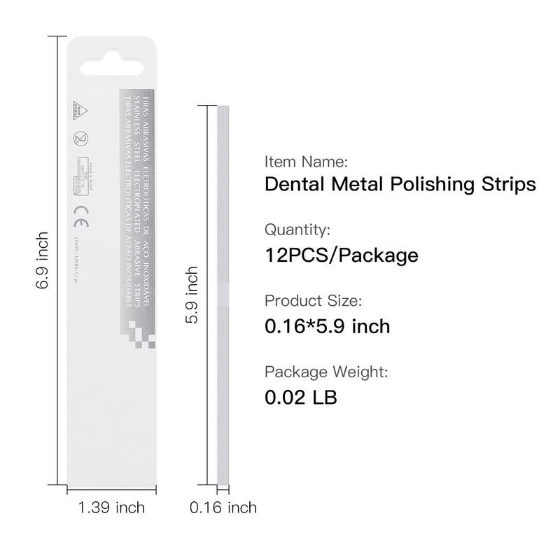 [Australia - AusPower] - Annhua Dental Abrasive Strips 4 Mm Double Side Teeth Sanding Strip with Med Grit, Reusable Stainless Steel Dental Sanding Strips for Dentists Braces Polishing - 12 Pcs 